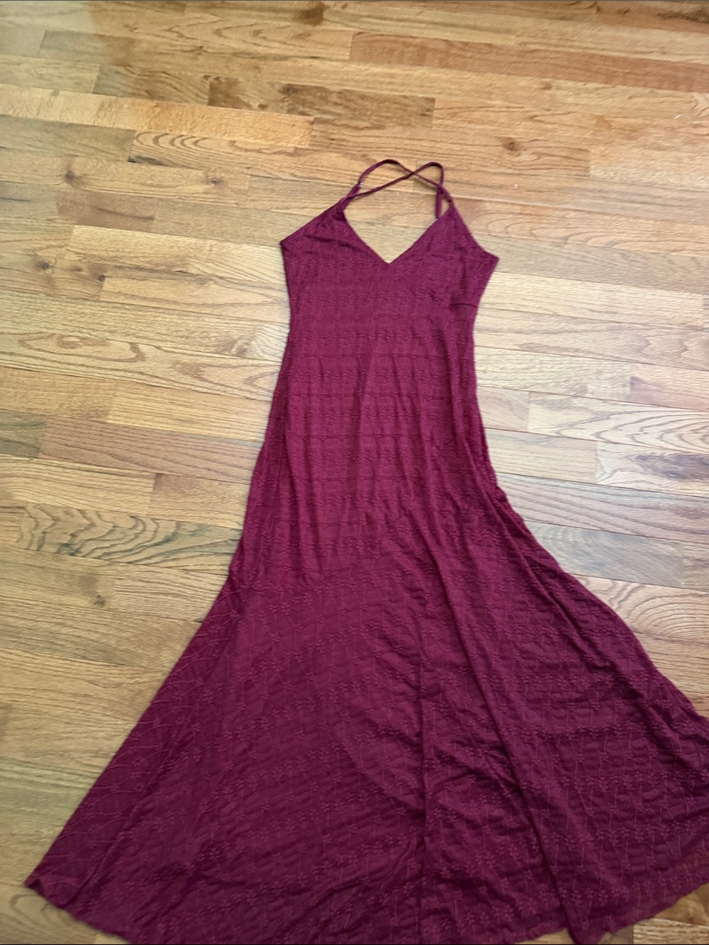 Pink Lily Burgundy Maxi Slip Dress with V-Neck and Strappy Back